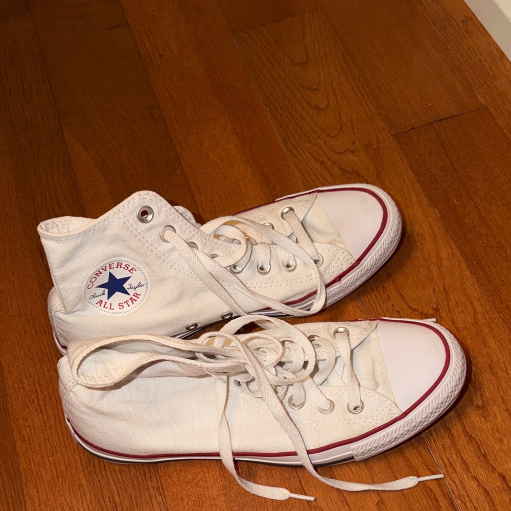 Converse White and Red High-Top Sneakers